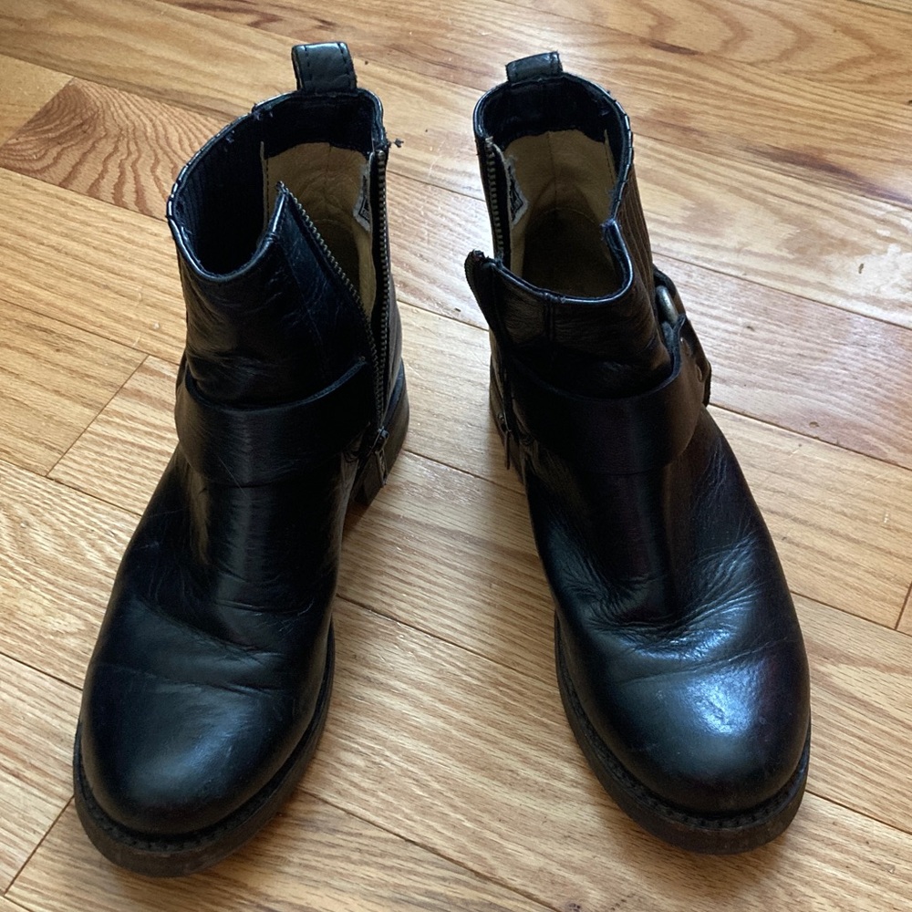 Frye Black Leather Ankle Boots